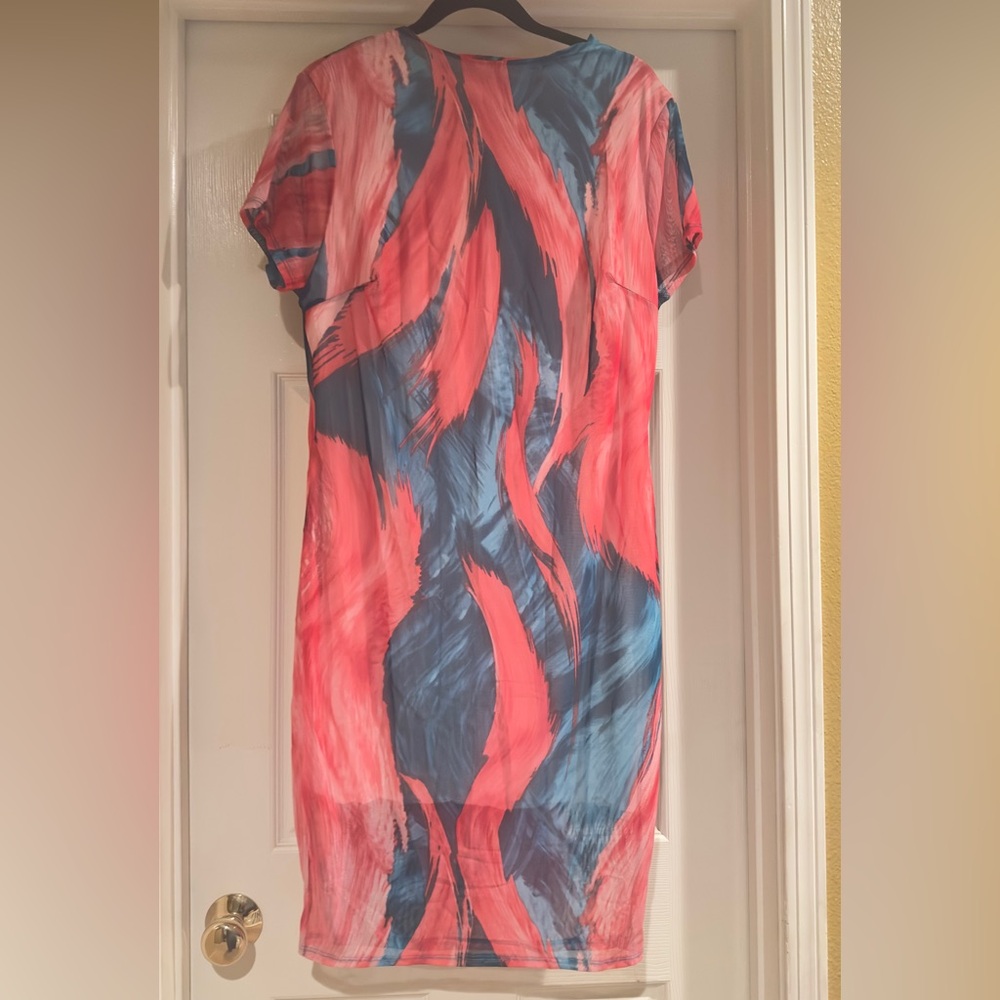 Fashion Nova Teal Combo Different Strokes Mesh Midi Dress